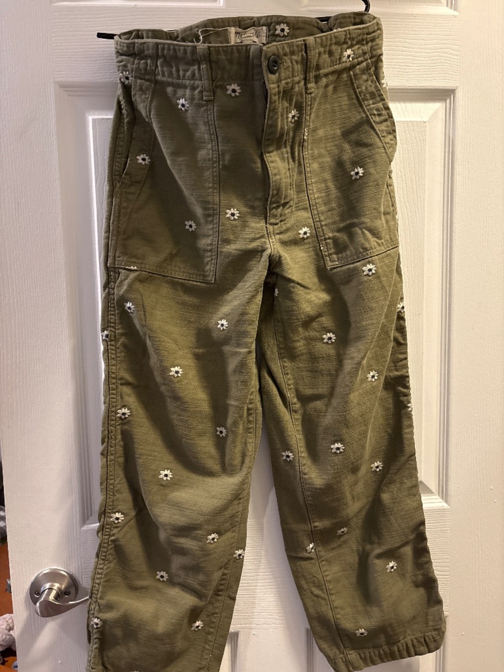 Madewell size 28 Griff Fatigue Pants: Daisy Embroidered edition